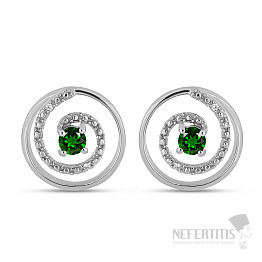 Silver earrings with cut chrome diopsides and zircons Ag 925 020614 DIO