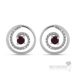 Silberohrringe mit geschliffenen Rubinen und Zirkonen Ag 925 020614 RB