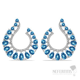 Silberohrringe mit geschliffenen Swiss Blue Topasen und Zirkonen Ag 925 023373 SBT