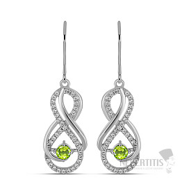 Silberohrringe mit geschliffenen Olivinen und Zirkonen Ag 925 025433 PD