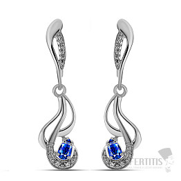 Silberohrringe mit geschliffenen blauen Saphiren und Zirkonen Ag 925 029264 SAF