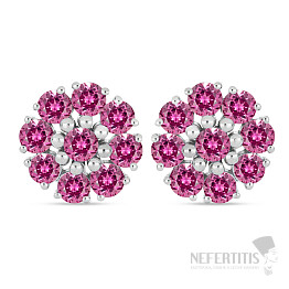 Silberohrringe mit geschliffenem rosa Topas und Zirkonen Ag 925 033706 PT