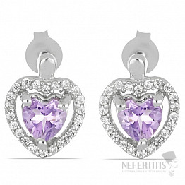 Silberohrringe mit geschliffenen brasilianischen Amethysten und Zirkonen Ag 925 07539 BRAME