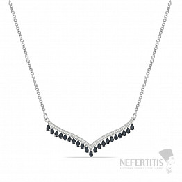 Silberkette mit geschliffenen schwarzen Saphiren und Zirkonen Ag 925 022499 BLS