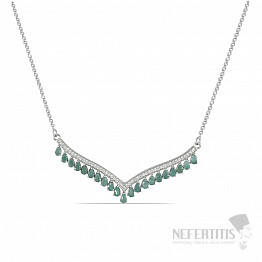 Silberkette mit geschliffenen Smaragden und Zirkonen Ag 925 022499 EM
