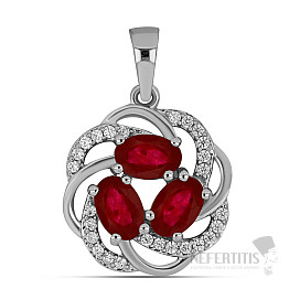 Silver pendant with cut rubies and zircons Ag 925 010902 RB