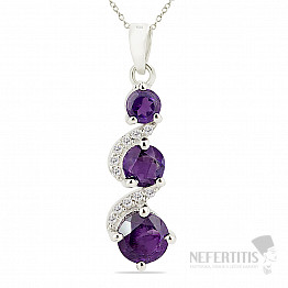 Silberanhänger mit afrikanischen Amethysten und Zirkonen Ag 925 010906 AFAM