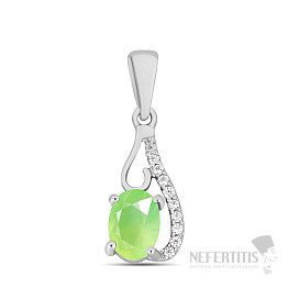 Silver pendant with cabochon of prehnite and zircons Ag 925 020065 PREH
