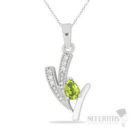 Silver pendant with cut olivine and zircons Ag 925 020160 PD