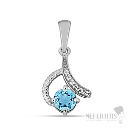 Silver pendant with cut aquamarine and zircons Ag 925 026632 AQ