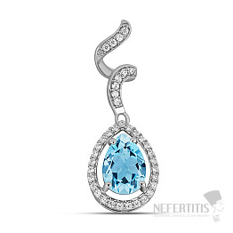 Prívesok strieborný s brúseným Blue Sky topazom a zirkónmi Ag 925 029497 BT