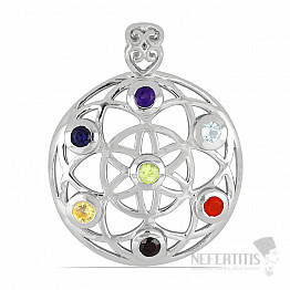 Chakra pendant rhodium-plated Mandala Ag 925