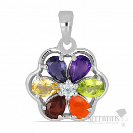 Chakra pendant rhodium-plated Rose of Life Ag 925