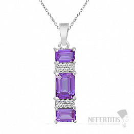 Silberanhänger mit geschliffenen brasilianischen Amethysten und Zirkonen Ag 925 07885 BRAME