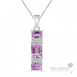 Silberanhänger mit geschliffenen rosafarbenen Amethysten und Zirkonen Ag 925 07885 PAM