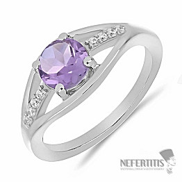 Silberring mit brasilianischem Amethyst und Zirkonen Ag 925 010436 BRAME