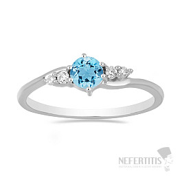 Silver ring with Blue Sky topaz and zircons Ag 925 011580 BT