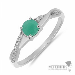 Prsten stříbrný s broušeným smaragdem Ag 925 012722 EM