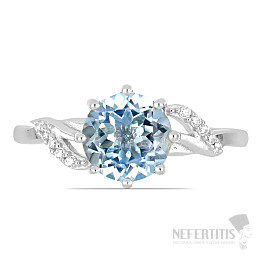Prsten stříbrný s velkým Blue Sky topazem a zirkony Ag 925 015554 BT