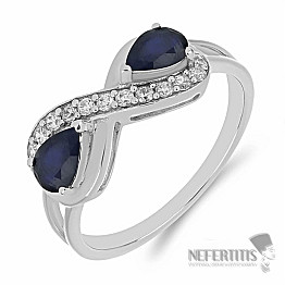 Prsten stříbrný s modrým safírem a zirkony Ag 925 016796 SAF