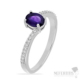 Silberring mit afrikanischem Amethyst und Zirkonen Ag 925 017195 AFAM