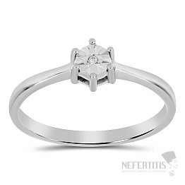 Prsteň strieborný s brúseným diamantom Ag 925 017346 DIA