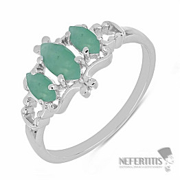 Prsten stříbrný s broušenými smaragdy Ag 925 023319 EM