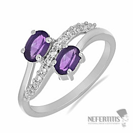 Silberring mit afrikanischem Amethyst und Zirkonen Ag 925 026069 AFAM