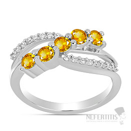 Silberring mit geschliffenem Citrin und Zirkonen Ag 925 026296 CT