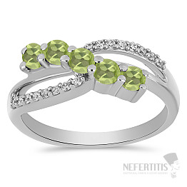 Silberring mit geschliffenem Olivin und Zirkonen Ag 925 026347 PD