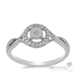 Silver ring with cut diamond Ag 925 027219 DIA