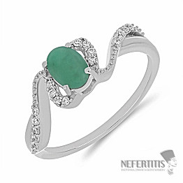Prsten stříbrný s broušeným smaragdem Ag 925 030163 EM