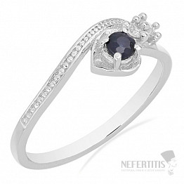 Prsten stříbrný s modrým safírem a zirkony Ag 925 031131 SAF