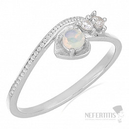 Silberring mit äthiopischem Opal und Zirkonen Ag 925 031131 ETOP