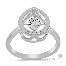 Silver ring with cut dancing diamond Ag 925 038947 DIA