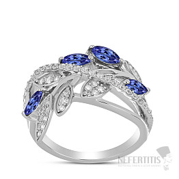 Silberring mit geschliffenem Tansanit und Zirkonen Ag 925 065681 TZ
