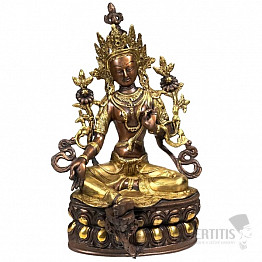 Feng Shui Statuette der Göttin Grüne Tara Messing bräunlich gold 35 cm