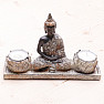 Buddha meditující thajská soška se dvěma svícny pro čajové svíčky 13 cm