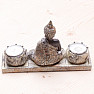 Buddha meditující thajská soška se dvěma svícny pro čajové svíčky 13 cm