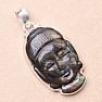 Labradorit duhový vyřezávaný Buddha přívěsek stříbro Ag 925 P236