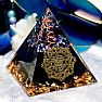Orgonit Aqua aura pyramida s obsidiánem