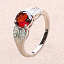 Prsten stříbrný s broušeným granátem a zirkony Ag 925 026068 GT