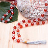 Japa Mala náhrdelník z korálků karneolu a křišťálu