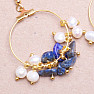 Lapis Lazuli módní kruhové náušnice s perlami
