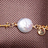 Náramek Keshi perla pozlacená nerezová ocel s hvězdičkami 24 cm