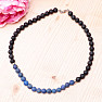 Lávový kámen náhrdelník se satinovaným lapisem lazuli