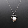 Howlit bílý srdce náhrdelník z nerez oceli