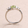Prsten stříbrný s broušeným olivínem a zirkony Ag 925 011580 PD