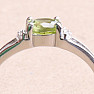Prsten stříbrný s broušeným olivínem a zirkony Ag 925 015090 PD