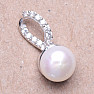 Přívěsek stříbrný s bílou perlou a zirkony Ag 925 015666 WP